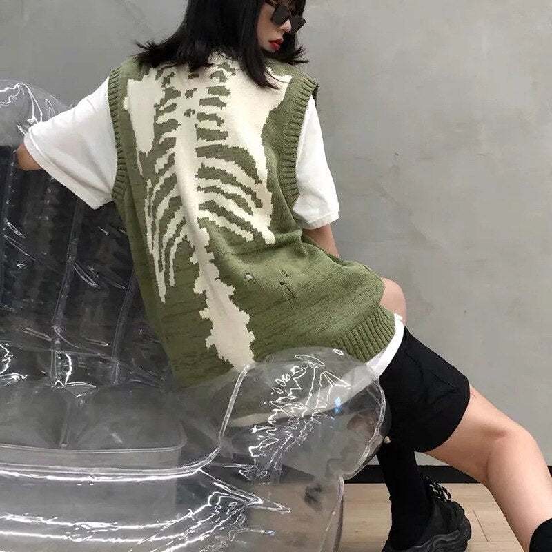 Green skeleton sweater