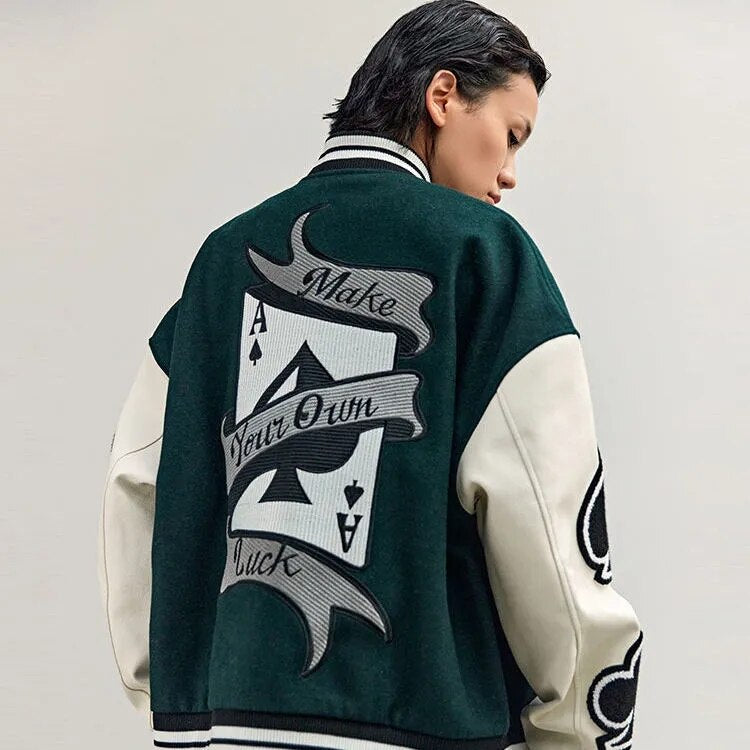 green varsity jacket