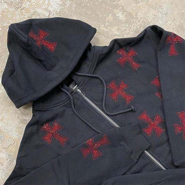 Veste avec croix strass brillante