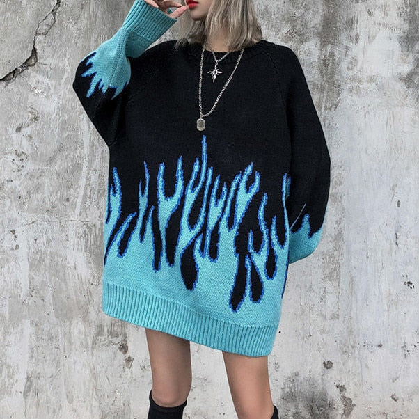 Blue flame knit sweater