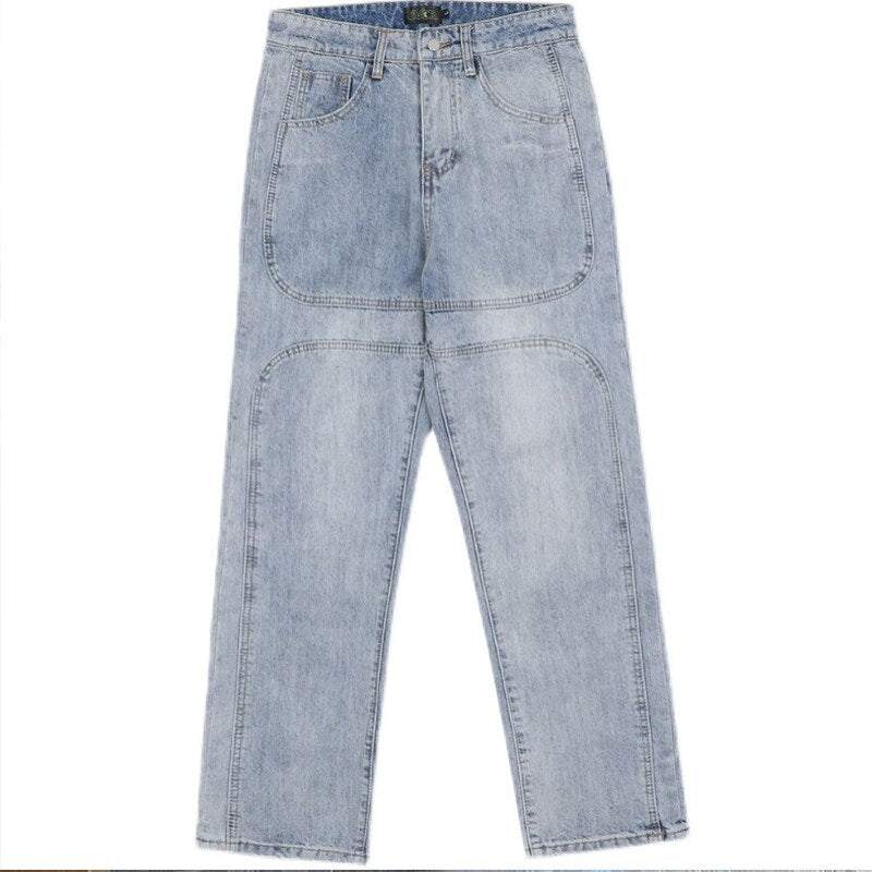 Stacked denim jeans men's