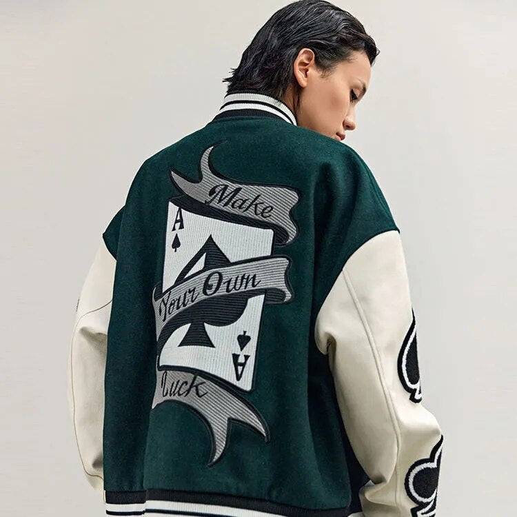 Green varsity jacket