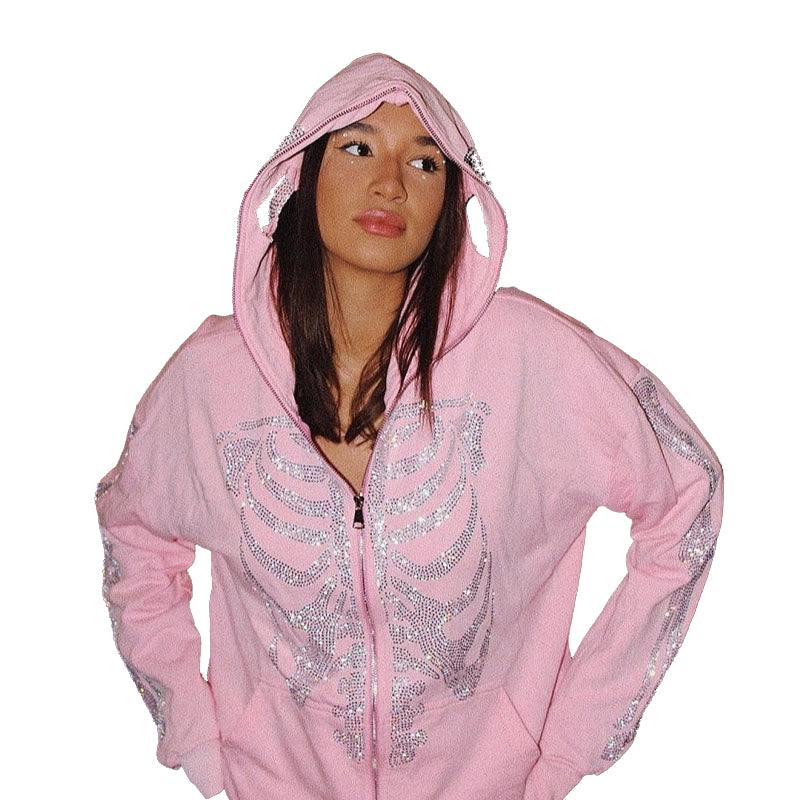 Rhinestone skeleton hoodie