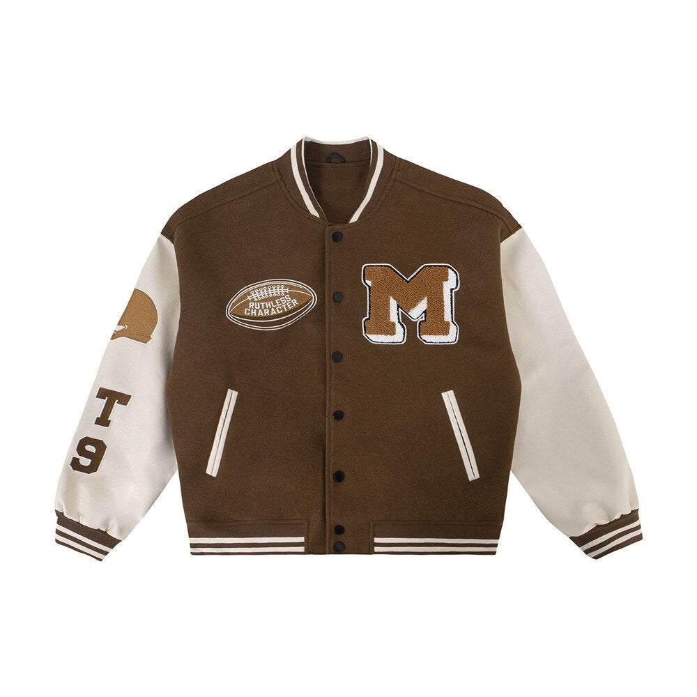 veste varsity jacket marron