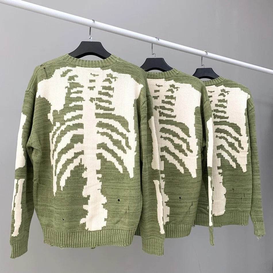 Green skeleton sweater